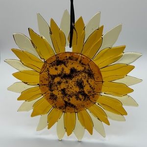Fused glass sun catcher or wall hanging - 8x8 inches - sunflower - HANDMADE